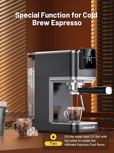 Miniatura 5 de KEENSTAR Máquina de café expreso de 20 bar con infusión rápida en frío, máquina de café caliente y helado, cafetera espresso con espumador de leche,