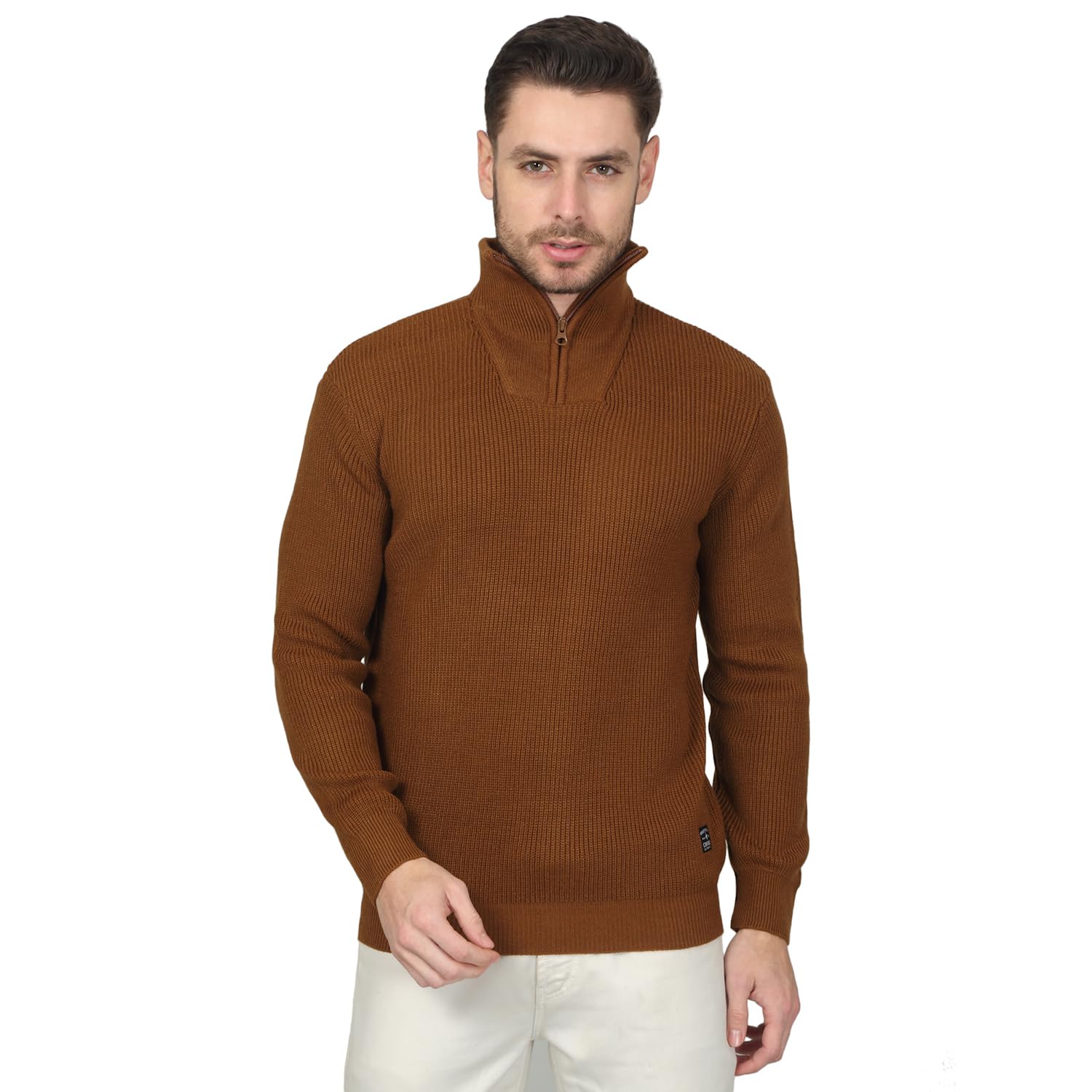 cantabil Solid Band Neck Full Sleeves Regular Fit Mens Casual Sweater | Casual Sweater for Men | Mens Sweater for Winter Wear (P_MSWT00101)-picture-14