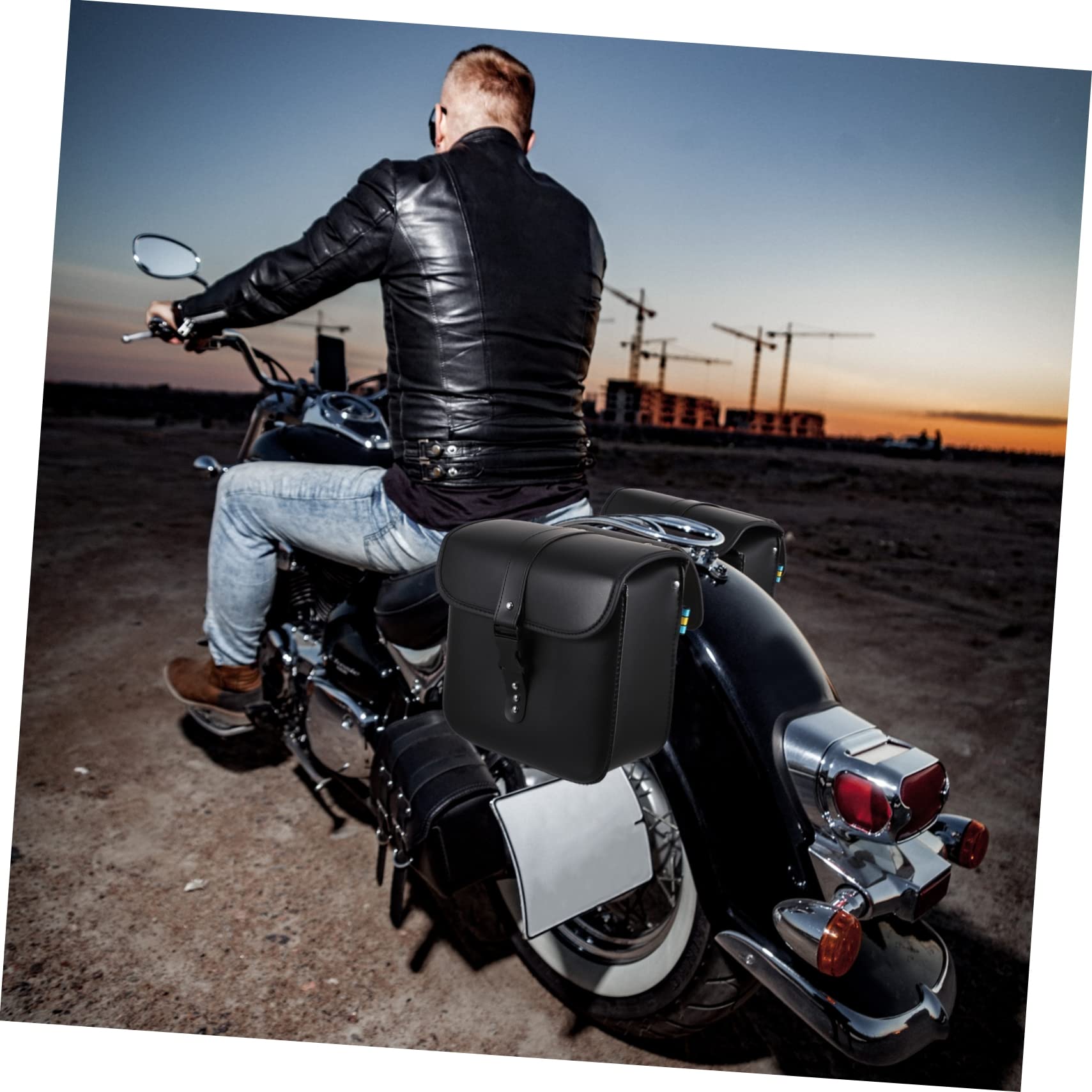 Zerodeko Motorradtasche Seitentasche aus Pu Schwarz mit Seil für Motorrad und Satteltaschen für Fahrrad Kinder