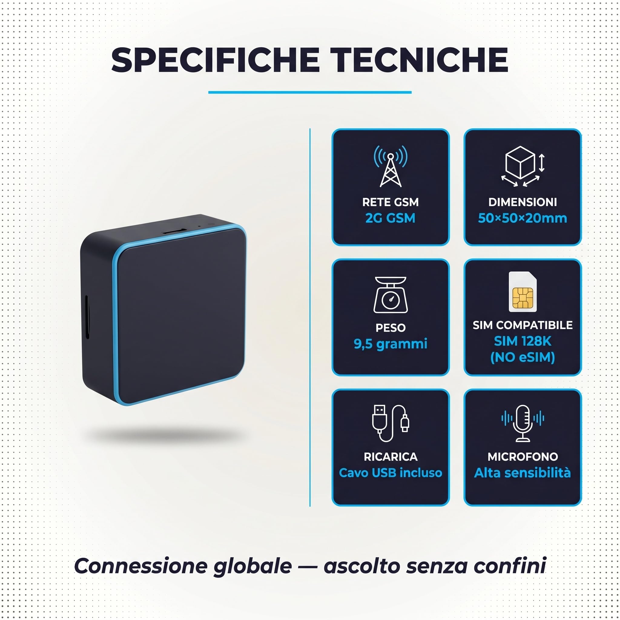 Micro Espion Professionnel avec Carte SIM Standard Compatible avec Bouygues Telecom, Lyca Mobile, Free Mobile, SFR et Les Opérateurs Non Virtuels, Fonctionne avec Le Signal 2G - Pas Un Tracker GPS