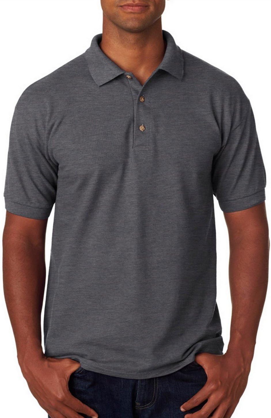 3800 100% Cotton Pique Polo Dark Heather Large