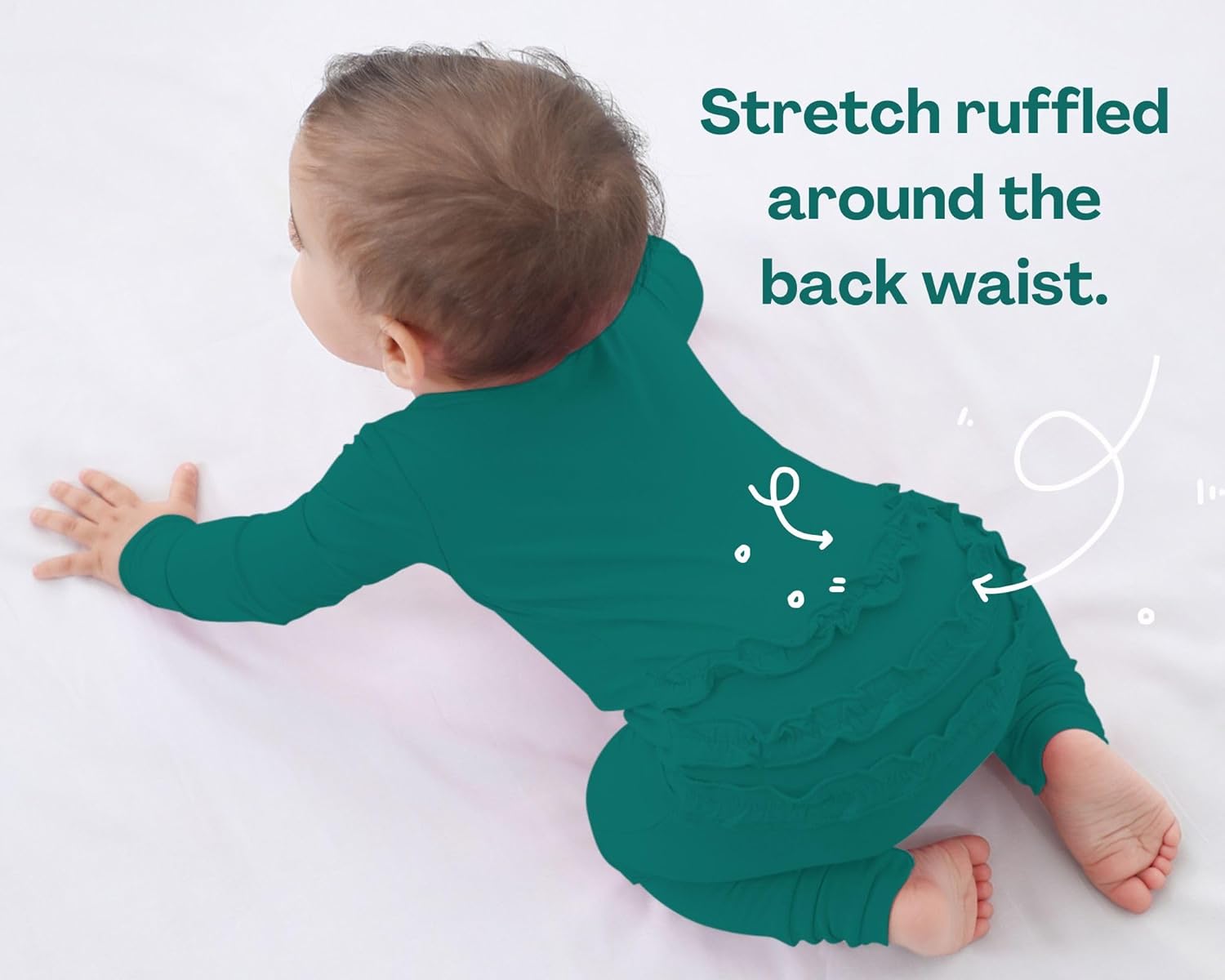 GUISBY Rayon Baby Long Sleeve Footless Rompers, 2 Way Zipper with Ruffle Sleepers 0-24 Months - Image 3