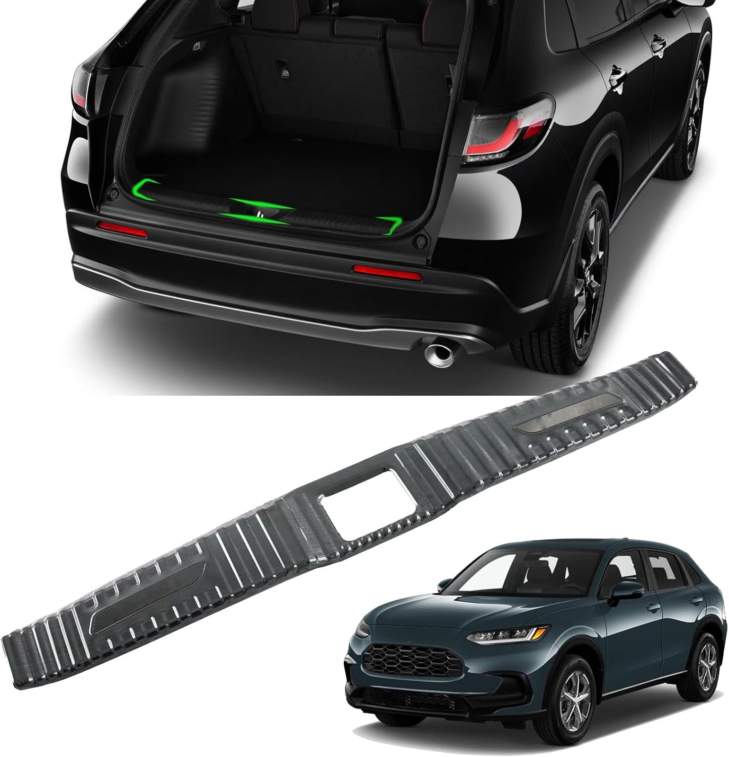 for Honda HR-V HRV 2023 2024 2025 Accessories, Car Rear Bumper Protector, Auto Parts Tailgate Back Trunk Door Sill Cover Scuff Plate Strip Guard Protection (Black-Within)
