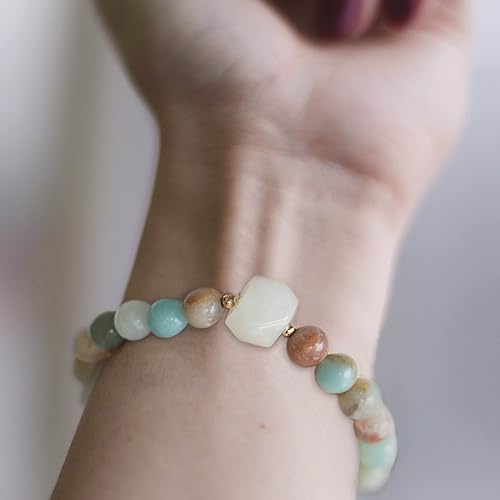 Miniatura 6 de DUNGKA Pulsera elástica con cuentas de piedras preciosas, cristal curativo, hecha a mano, pulsera de amatista natural, pulseras con cuentas de