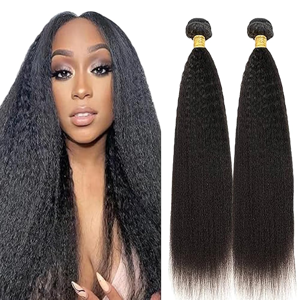 Extensiones de pelo real Yaki lacio sin procesar de 71 cm, negro natural con mínimo olor 8