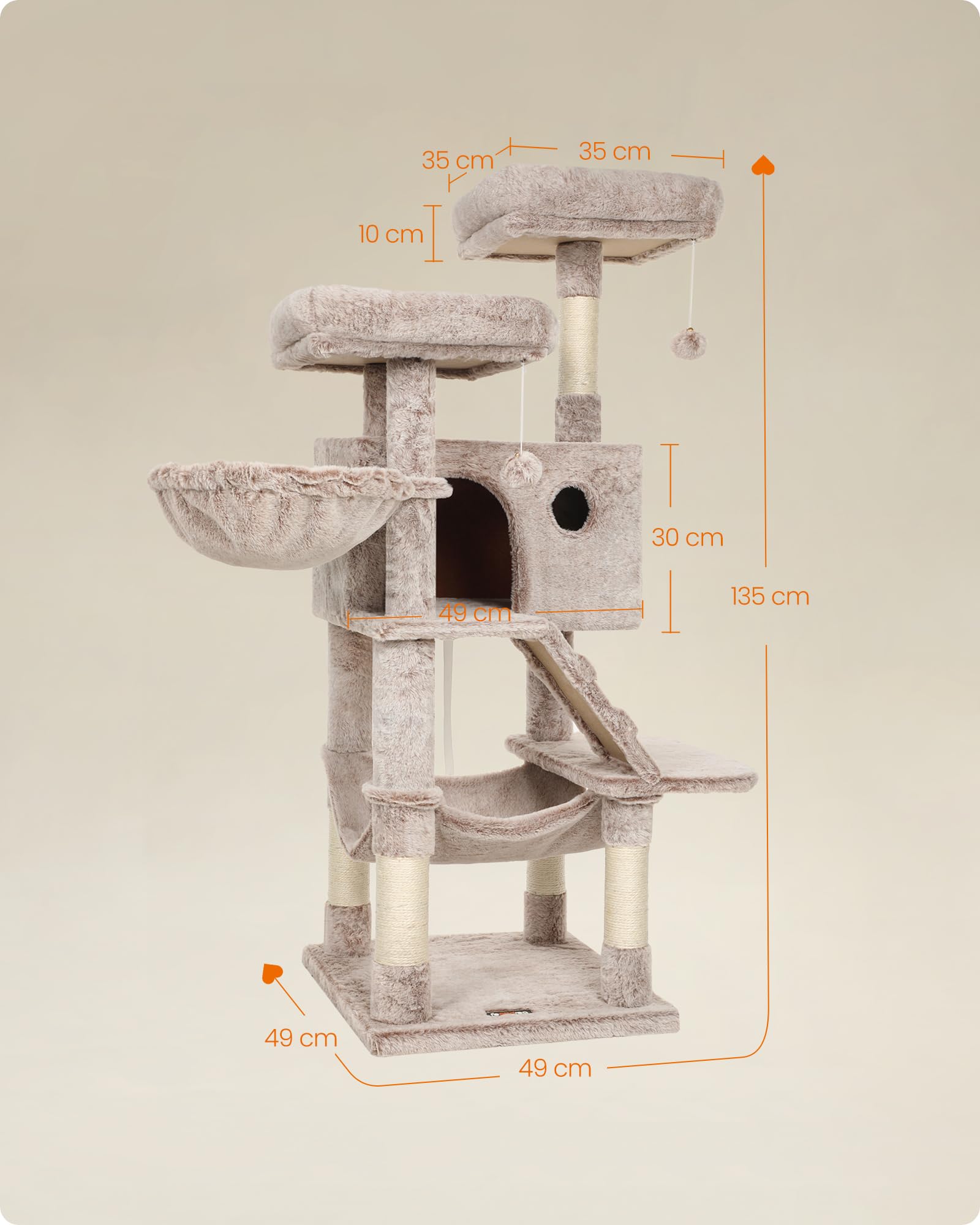 Feandrea Árbol de Gatos, Torre de Gatos Grande, Marrón y Blanco Ombré PCT162M01