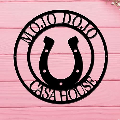 Mojo Dojo Casa - Letrero de herradura negro divertido para decoraciĂłn de pared de metal para uso en interiores y exteriores, decoraciĂłn duradera Mojo Dojo Casa - Letrero de herradura negro divertido para decoraciĂłn de pared de metal para uso en interiores y exteriores, decoraciĂłn duradera
