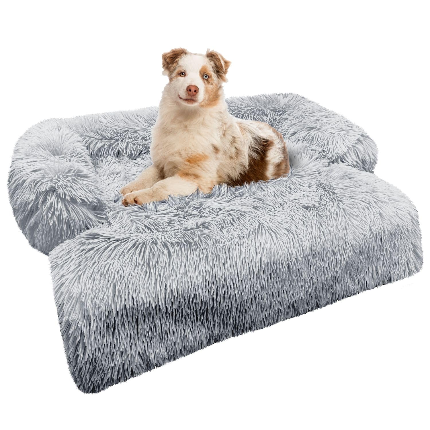 bluzelle Funda Sofa & Cama Perro para Perros Grandes, Manta Impermeable Lavable Extraíble para Mascotas con Base Antideslizante, Tela Felpa Suave, Protector de Muebles y Maletero, Color:Gris Claro
