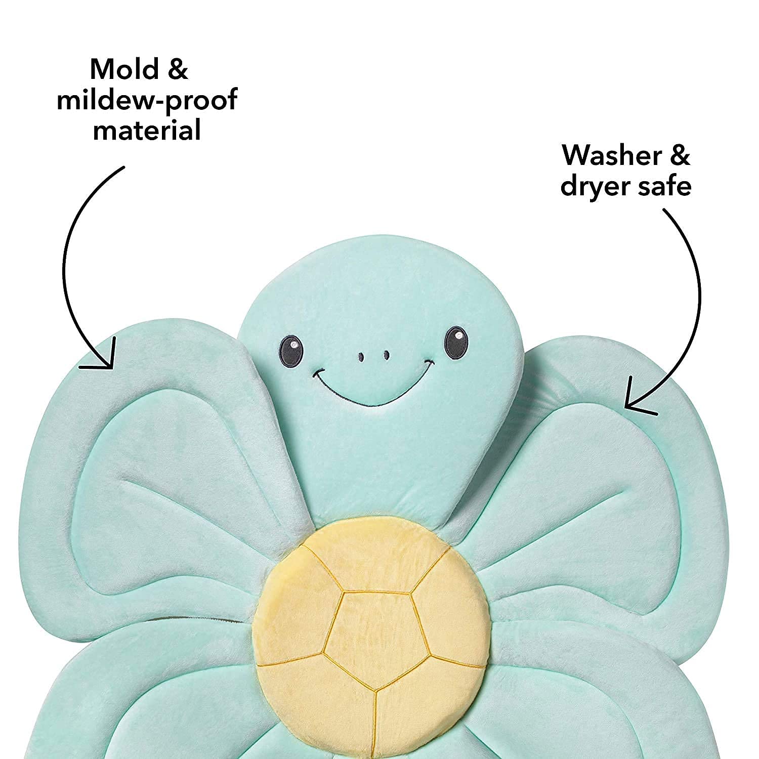 Nuby - Cuscino da bagno a forma di tartaruga per bambini - Morbido cuscino da bagno - Per vasca da bagno o lavandino - Con imbottitura pieghevole - Blu - 0-6 mesi