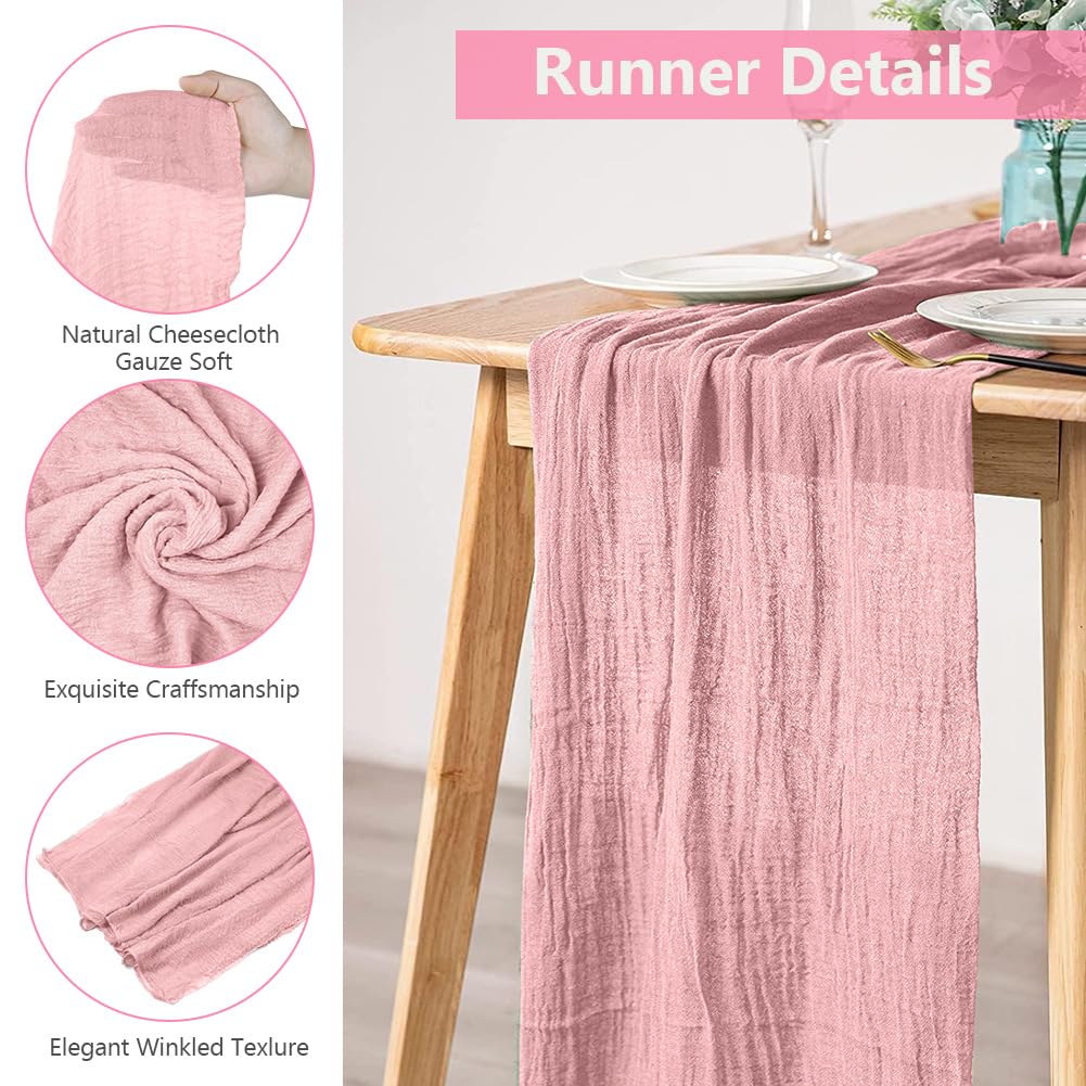 Kesfey Chemin De Table En étamine Kaki 90x400cm 13FT De Long, Style Bohème, En Gaze, Chemin De Table Rustique Et Transparent Pour Mariage, Fête Prénuptiale, Fête D'anniversaire, Dîner, Décorations De