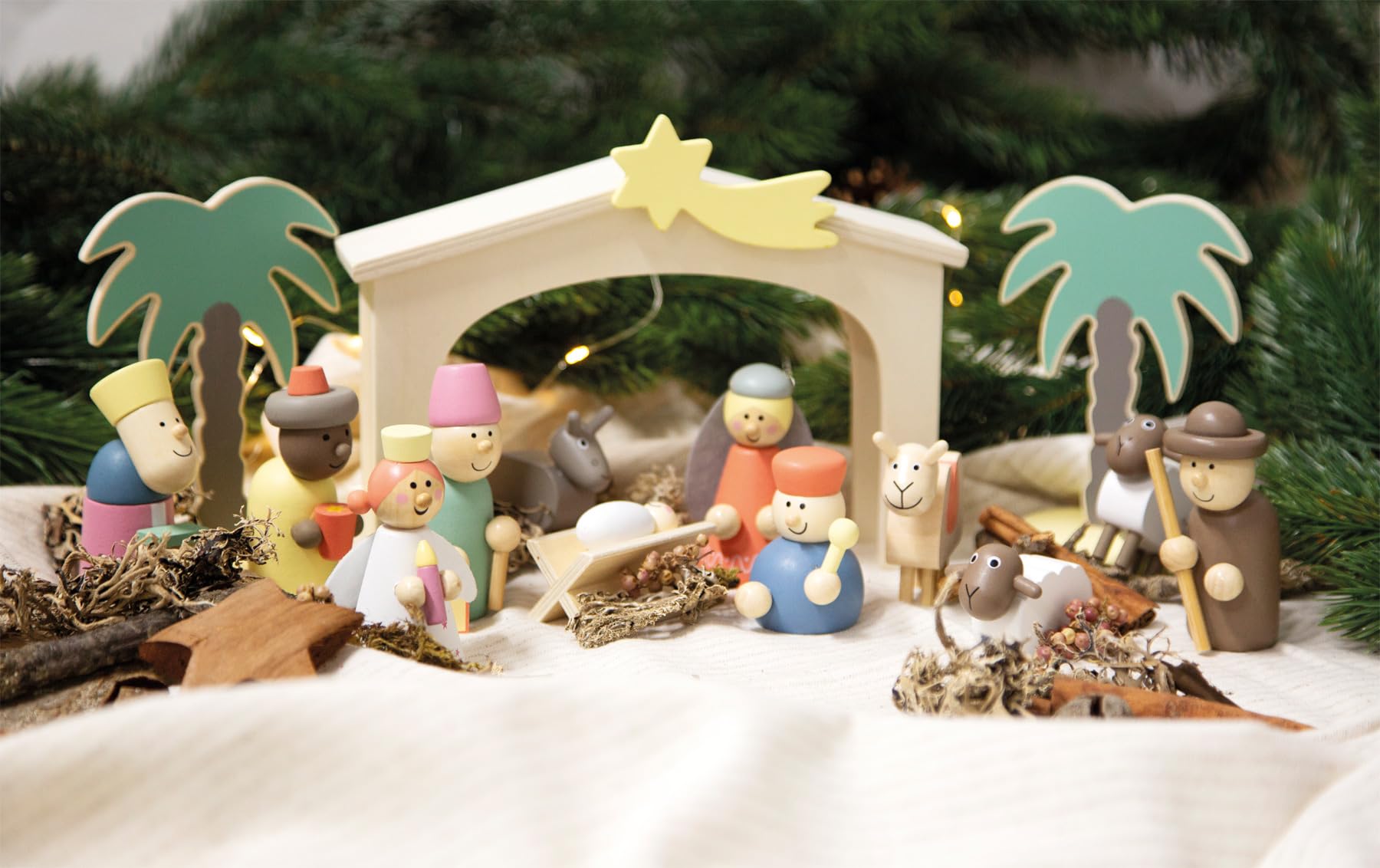Small Foot Set Juego Belén de Madera Cuento de Navidad decoración navideña Figuras detalladas a Partir de 3 años, 12689