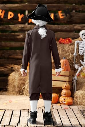 BesserBay 8 Pieces Boys Colonial Outfits 18th Century American Set 6-14 Years