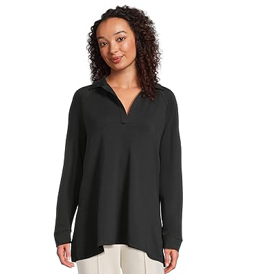 Eileen Fisher Plus Size Classic Collar Raglan Sleeve Top Women