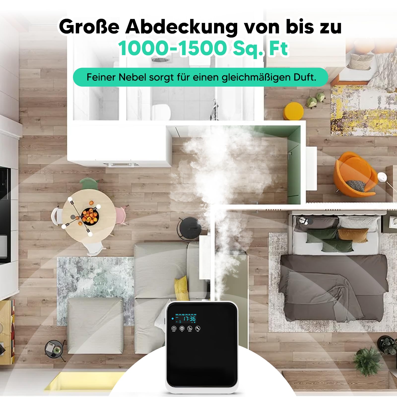 ShinePick Aroma Diffuser Wasserlos, 240ml Smart Wasserloser Diffuser für Ätherische Öle, LCD-Display, App Telefonsteuerung Aroma Diffusor Ohne Wasser Set Mit 80ml Ätherische Öle