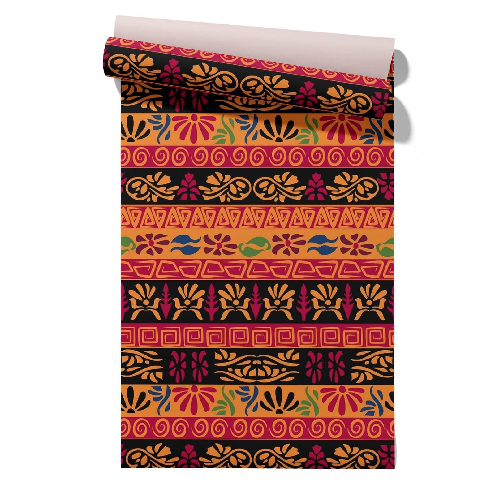Cevan Style 8 Dark Wallpaper Kitchen Drawer Liner Roll Ethnic Patterns Retro Living Room Self Stick Covering Easy Apply No Glue Wallpaper 45X300cm