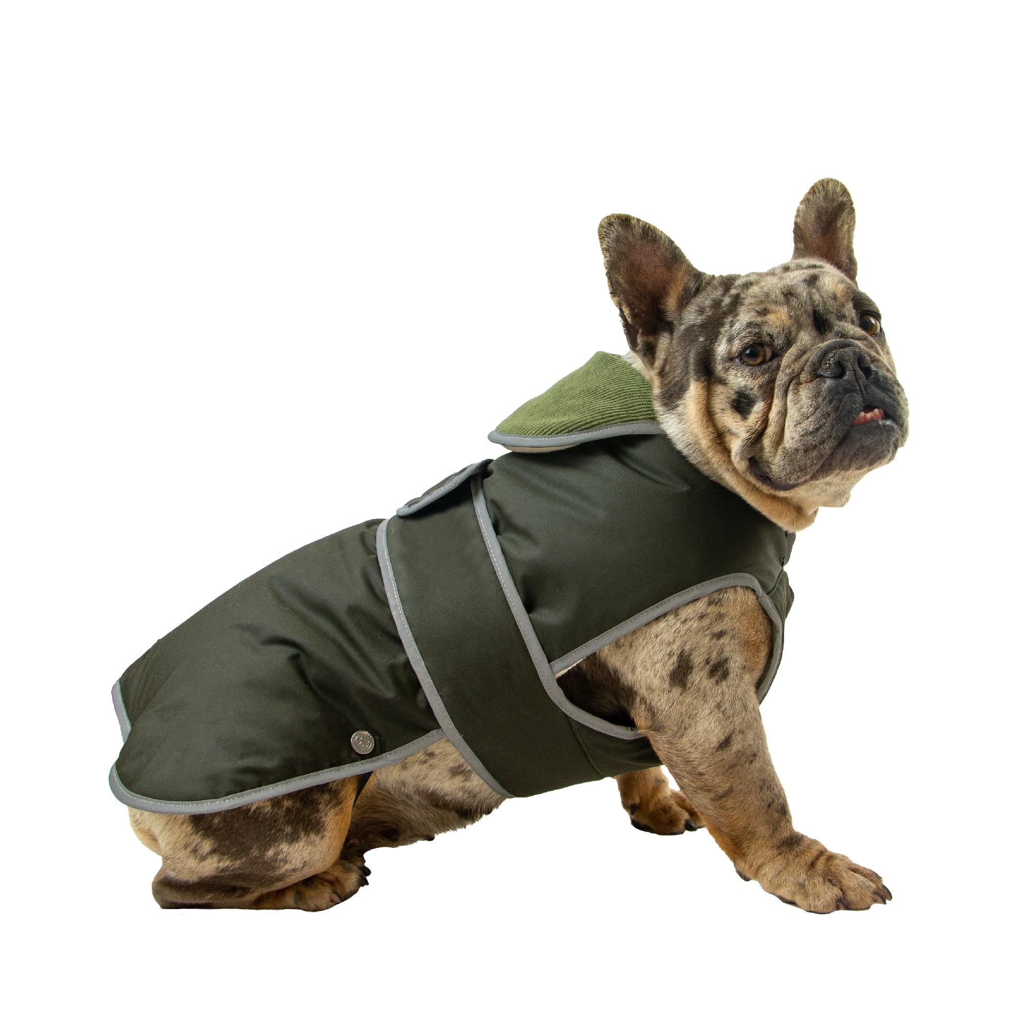 Ancol Heritage Wax Cotton Dog Coat, Waterproof Fleece Lined Pet Jacket with Chest Protector and Elastic Neck