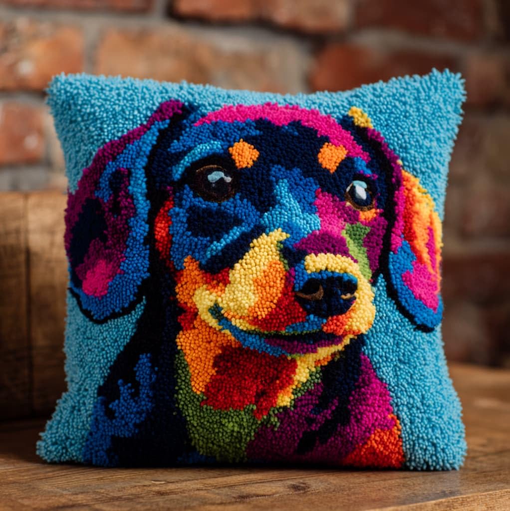AxiangziK Latch Hook Cushion Kits for Adults,Dachshund