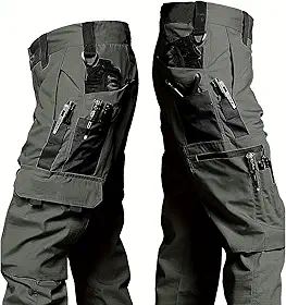 Calça cargo tática masculina, durável, com vários bolsos, cintura ajustável para uso ao ar livre