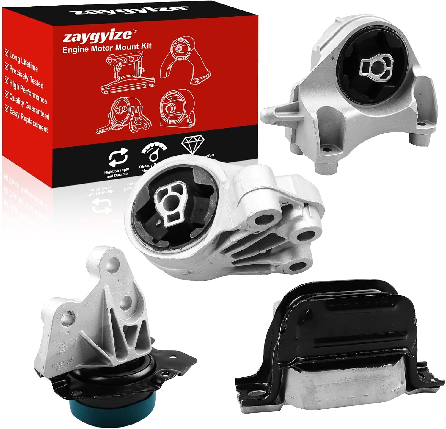 4PCS Engine Motor Transmission Mounts Set Replacement for 2010-2017 GMC Terrain, for Chevrolet Equinox, Captiva Sport 2.4L Auto Trans Replacement for A5618, A5562, A5633, A5659