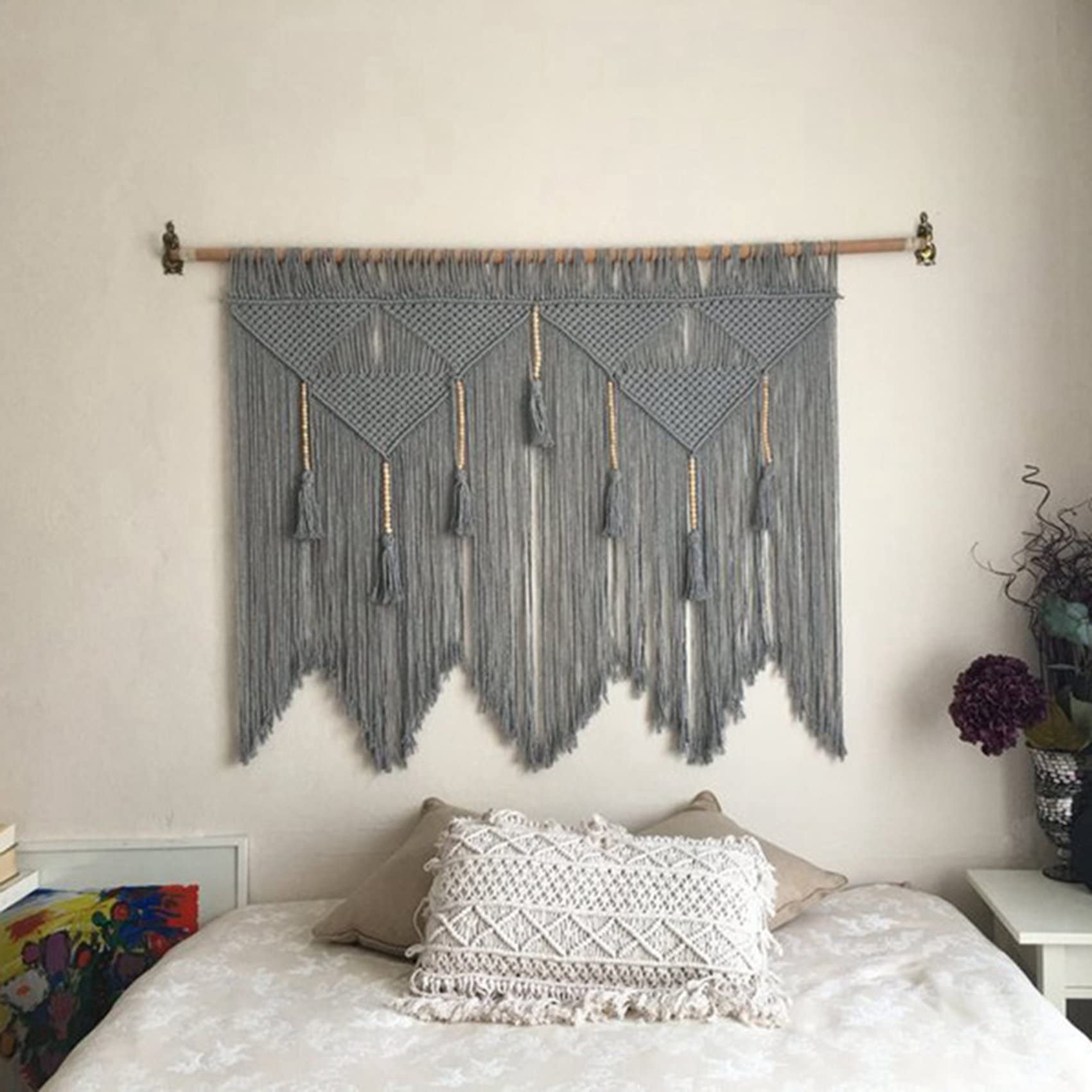 2 x makrama ścienna ręcznie tkana w stylu boho, bawełna boho