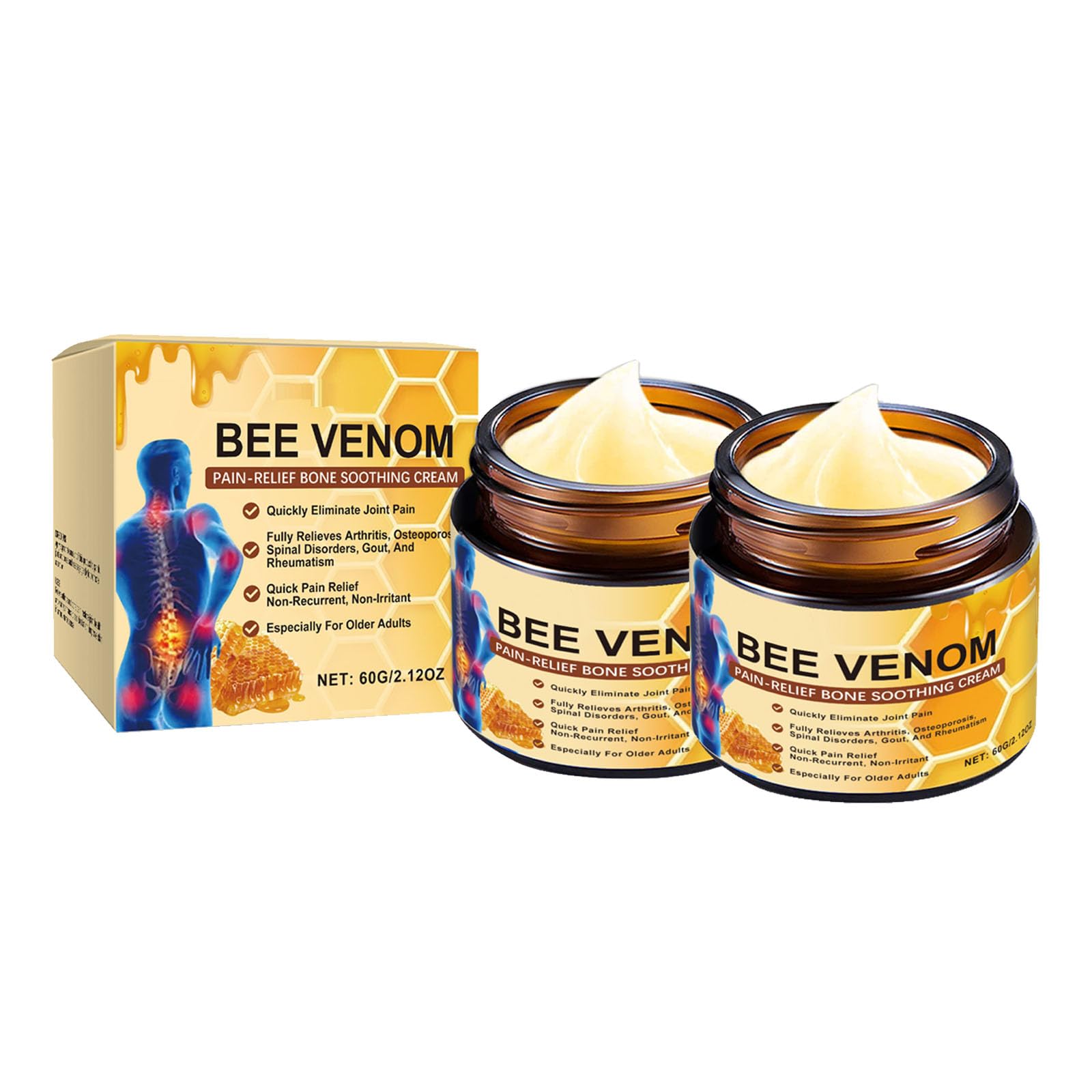 2 Stk*60G Bienengift Gelenkcreme Bienengiftsalbe Bee Venom Creme Natürlich Bienengiftsalbe Joint Gel Sofortige Ultra Starke Creme Bienenvenen Fortgeschrittene Gelenk Knochen Cream