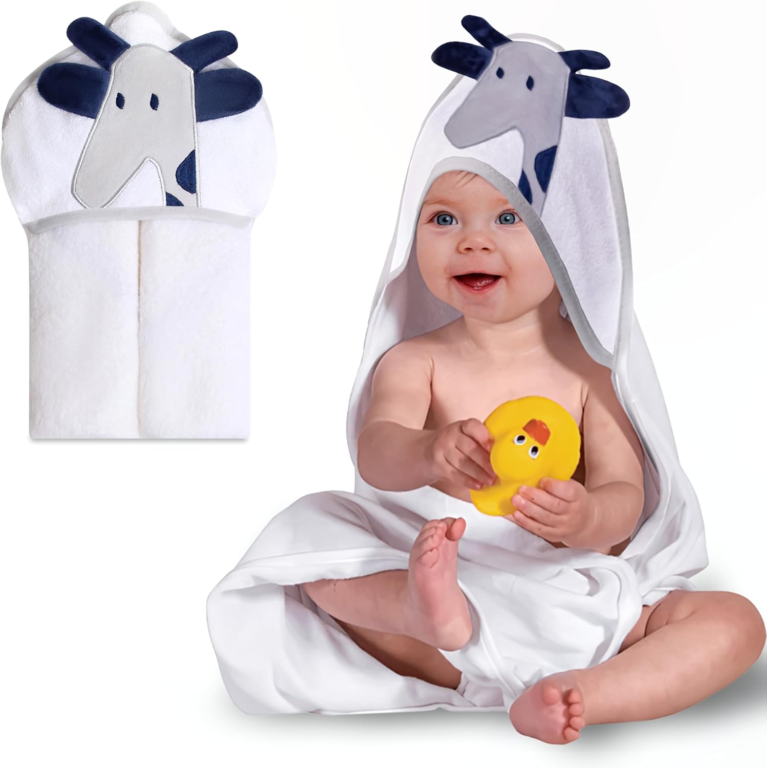 Mother's Choice Baby Hooded Towel - Large Size 33x33 Inch, 100% Cotton, Ultra-Soft & Absorbent Bath Towel for Newborns, Infants, Toddlers, Boys & Girls with Animal Hood (Giraffe)