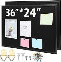 Vista 1 de Ireer 2 tableros grandes de corcho para montar en la pared, con marco de madera de 36 x 24 pulgadas, colgante, rectangular, de 1/2 pulgada