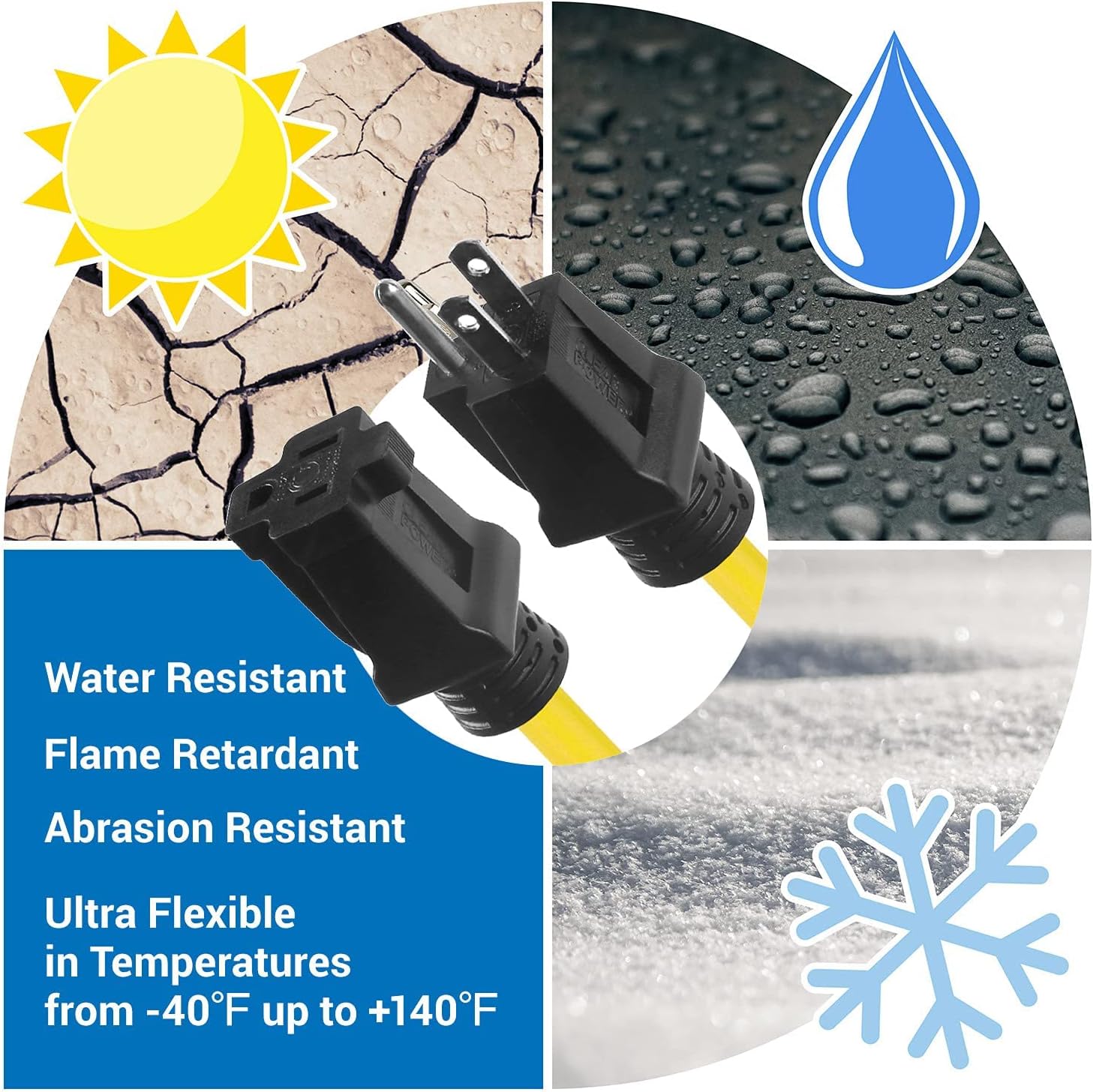 Hоlіdау Dеаlѕ 🛒 Clear Power 100 ft Heavy Duty Outdoor Extension Cord 12/3 SJTW, Yellow, Water & Weather Resistant Flame Retardant, 3 Prong Grounded Plug, DCOC-0146-DC