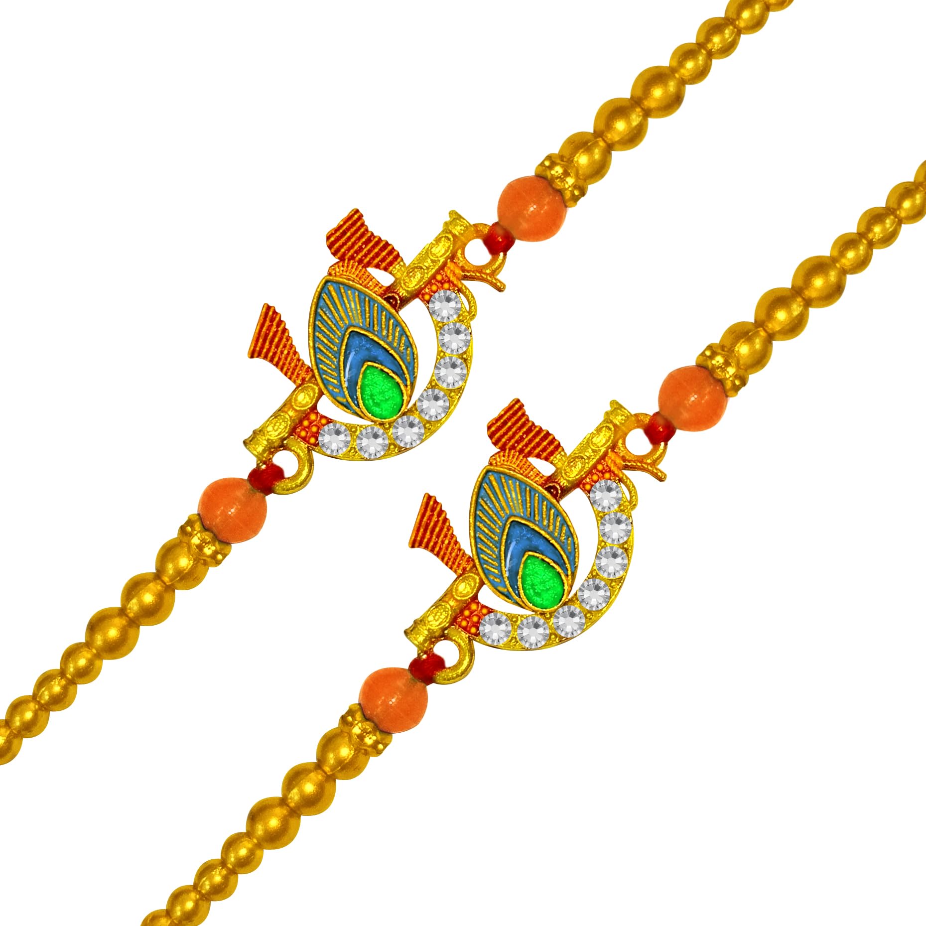 Propsicle Krishna Flute and Peacock Feather Religion Khatu shyam Thread Rakhi Bracelet For Brother Bhaiya Raksha Bandhan (Pack of 2) (B0D6N5VXBT) Amazon Price History, Amazon Price Tracker