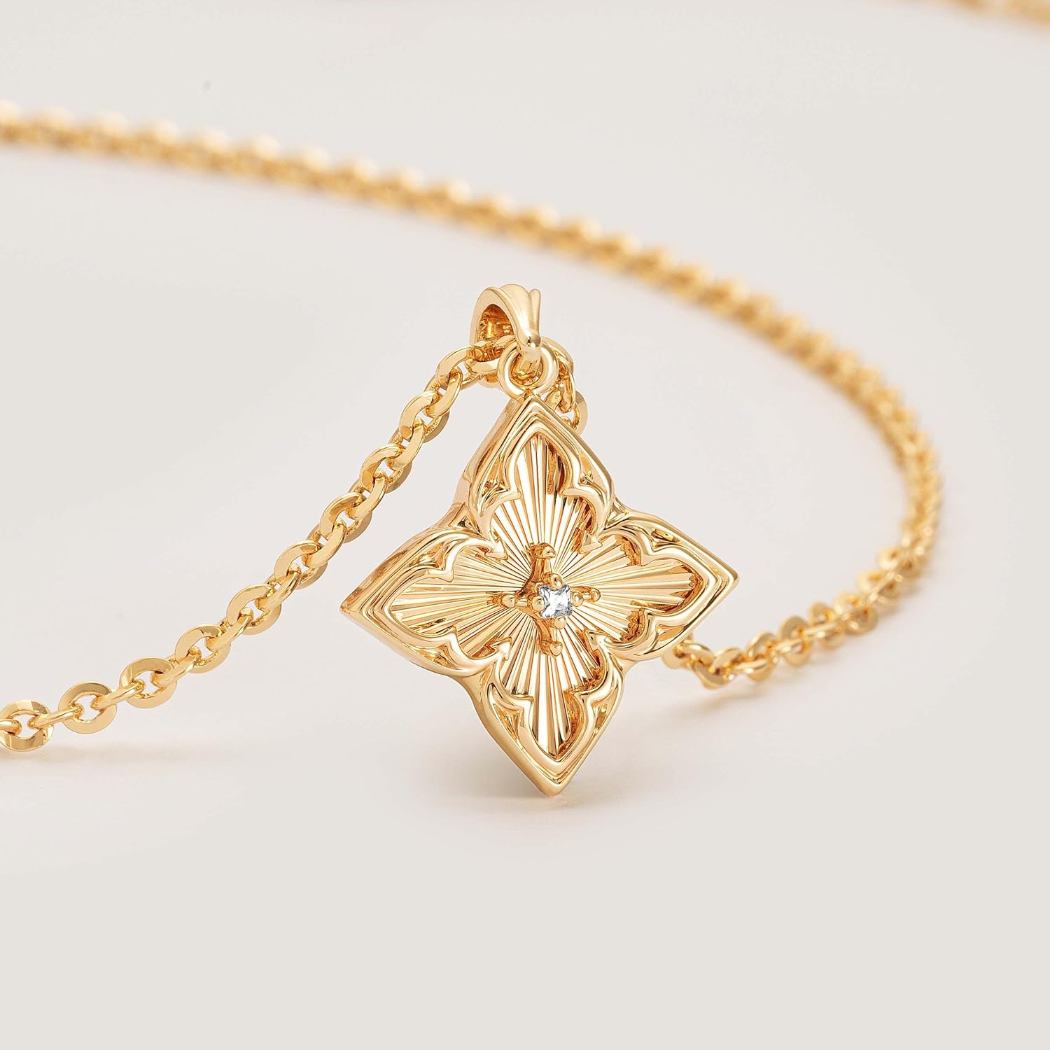 Fettero Gold Clover Necklace for Women Dainty 14K Gold Plated CZ Pendant Necklace Adjustable Chain Choker Charm Colorful Clover Pendant Lucky Necklaces for Women Jewelry - Image 5