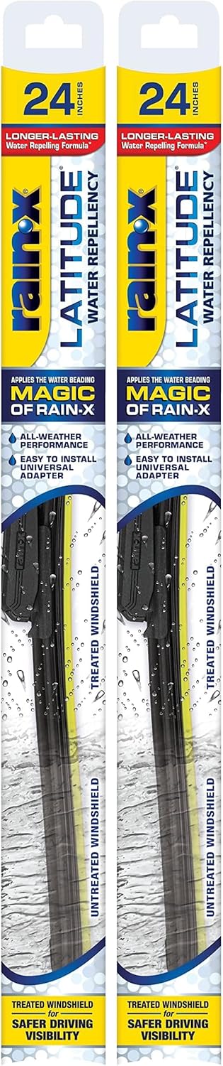 Rain-X 5079280-2 Latitude 2-In-1 Water Repellent Wiper Blades, 24 Inch Windshield Wipers (Pack Of 2), Automotive Replacement Windshield Wiper Blades With Patented Water Repellency Formula