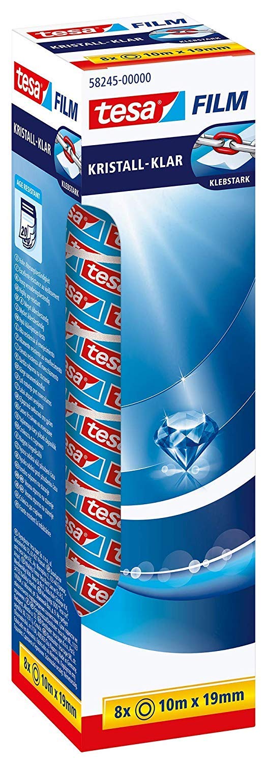Tesa Tesafilm 58245-00000-00 Tape 8 Rolls 10 m x 19 mm Crystal Clear