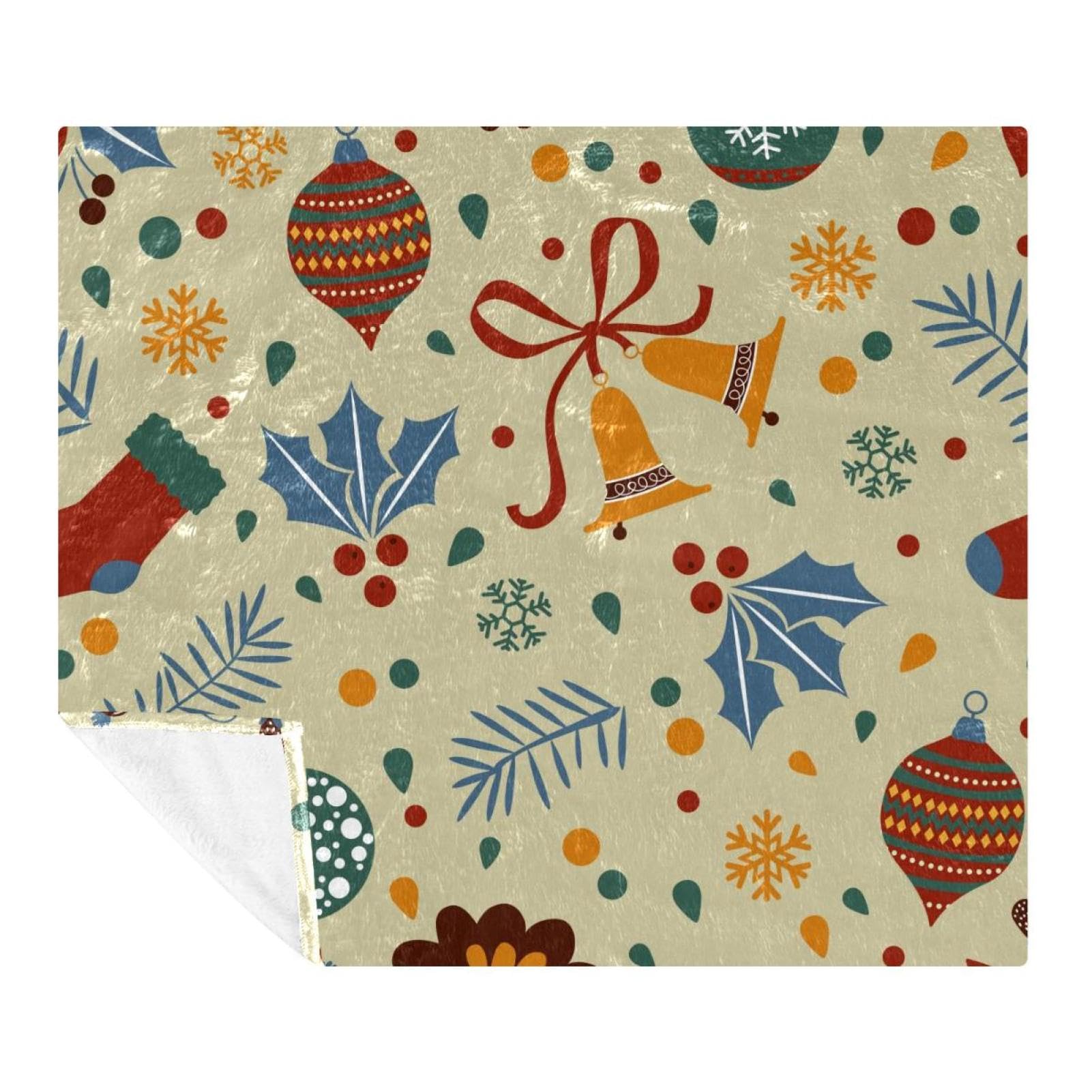 Couverture polaire microfibre Boules de Noël plaid doux lit et canapé voyage 150x130