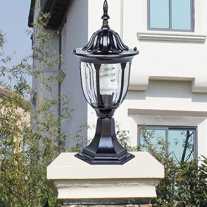 RCIDOS RCIDOS Vintage LED-paallamp Voor Buiten Met Glazen Lampenkap Aluminium Pijlerkoplampen, Antieke Landschapsverlichting Lampen In Europese Stijl Gazonpaalkaplicht Voor Yard Garden Street Courtyard photo 2