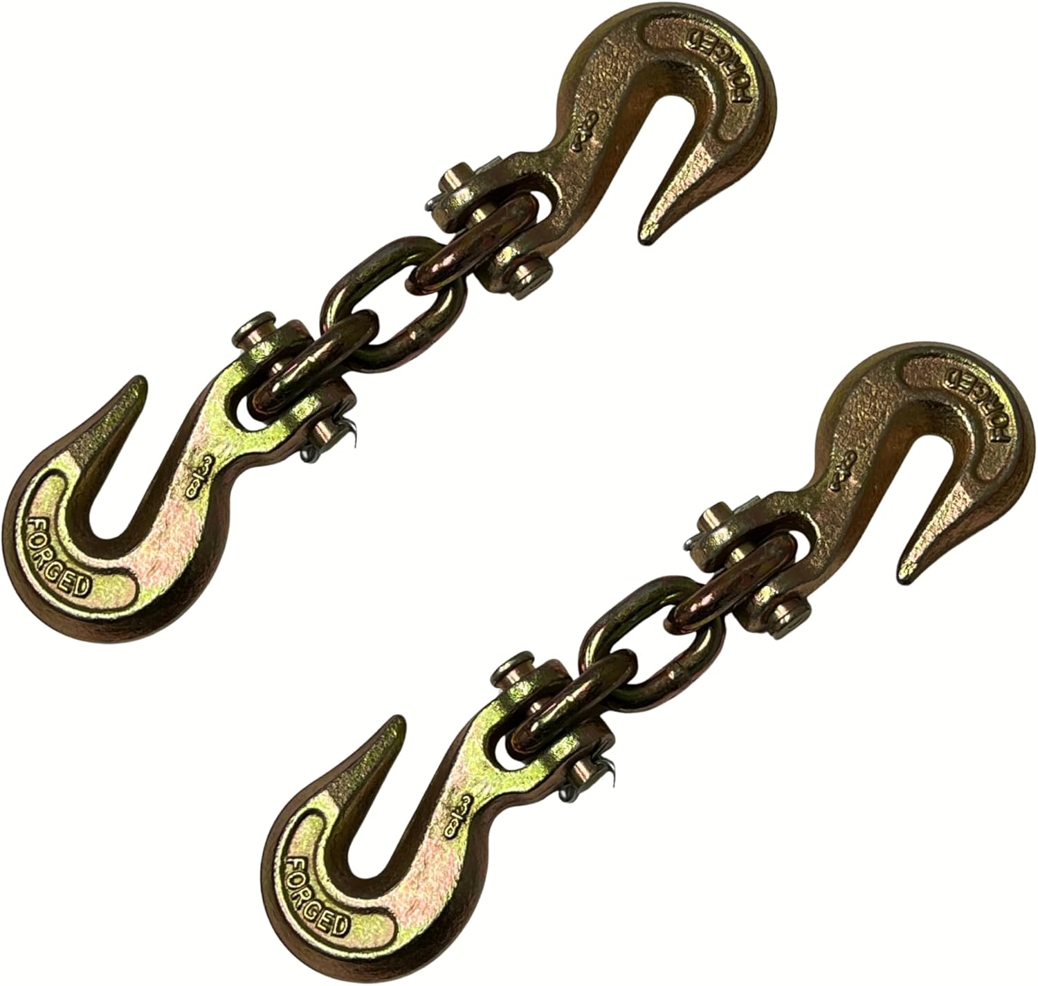 ATE Pro. Tools - 6 Ton Double Grab Hook Chain Joint Chain Shortener/Connector, Double Clevins Slip Hook, Towing Hooks, 5/16" or 3/8" Chain Compatibility, 2pc Set
