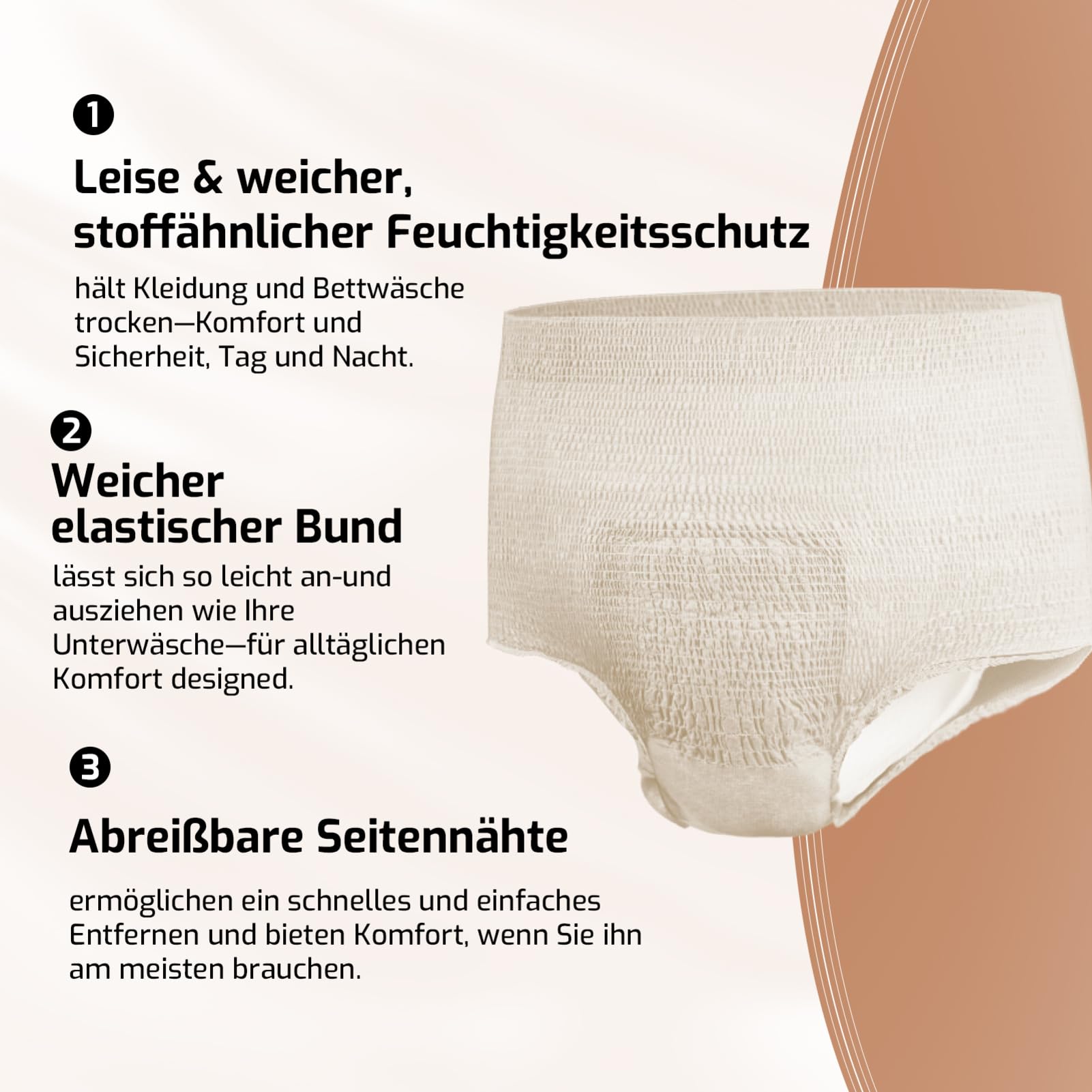 SUNKISS Inkontinenz Pants für Frauen, Windelhosen Erwachsene Frauen Einweg Tagsüber, Inkontinenz Slip Damen, Super Saugfähig, Beige, Größe XL, 32 Stück 1er Pack