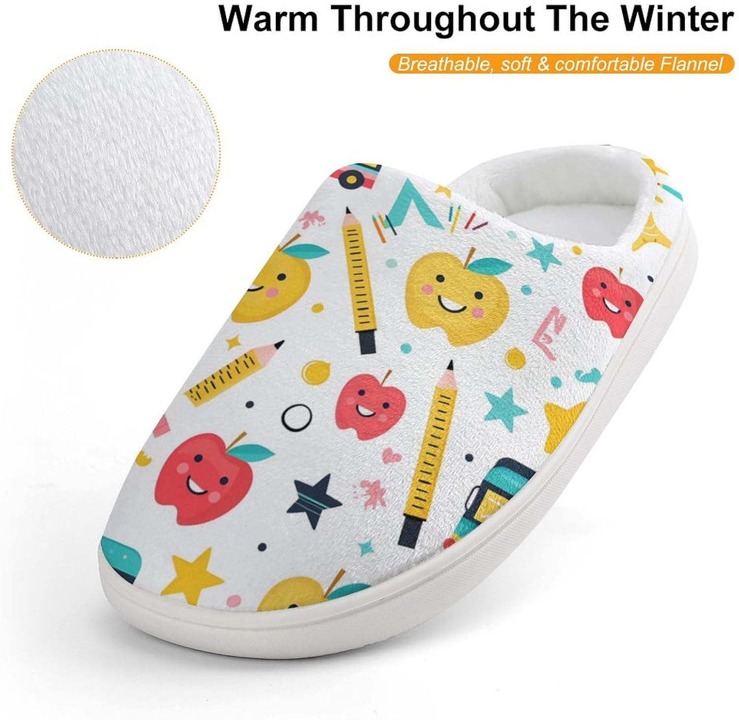 Back to School Cute Cotton Slippers Anti-slip House Shoe Slipper Indoor Outdoor