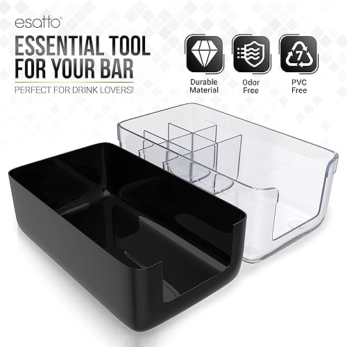 Miniatura 7 de Esatto Professional Bar Products - Organizador de barra prémium (negro), utilizado para organizar fácilmente artículos de barra y espacio de