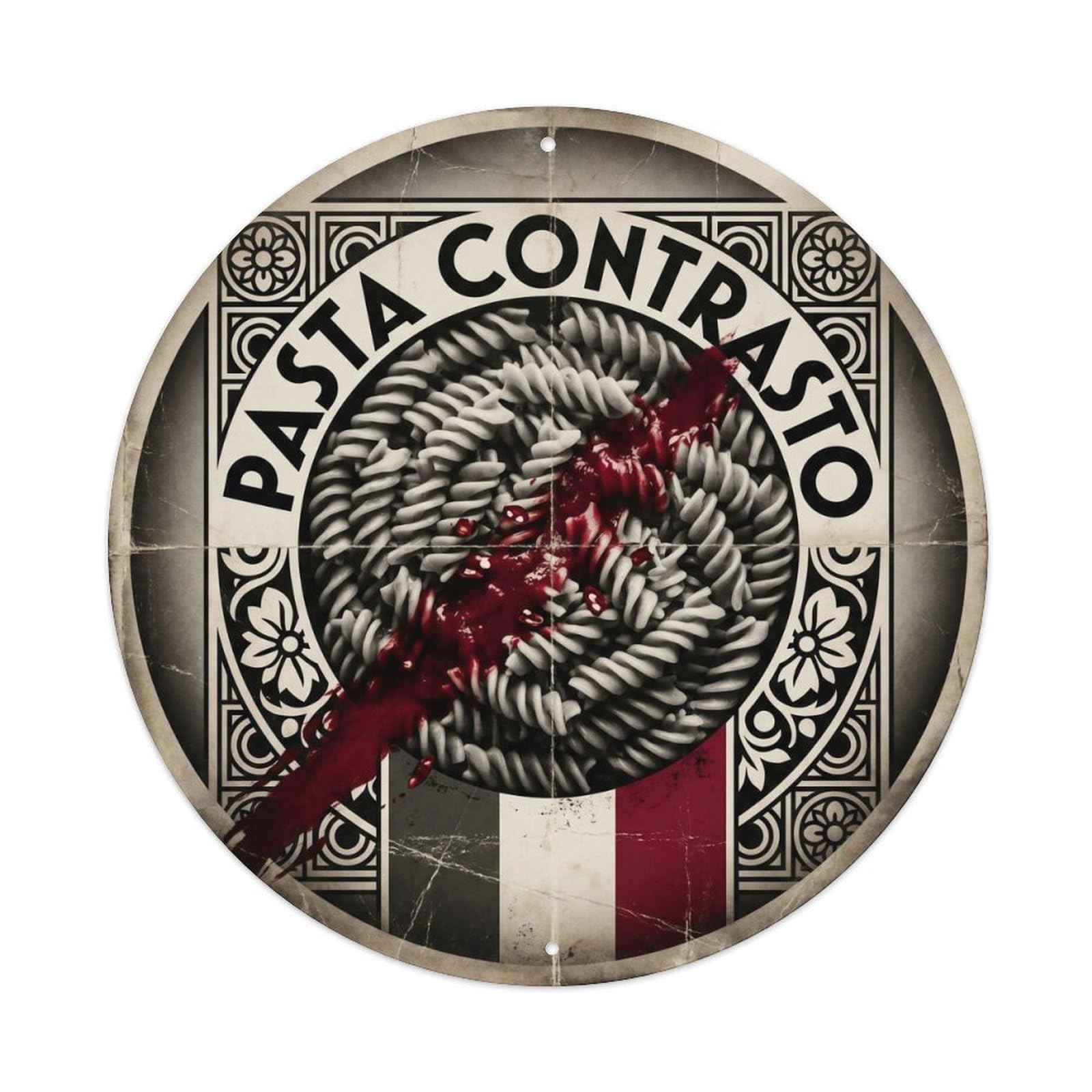 Pasta Dinner Monochrome Italian Cuisine Culture Metal Tin Sign