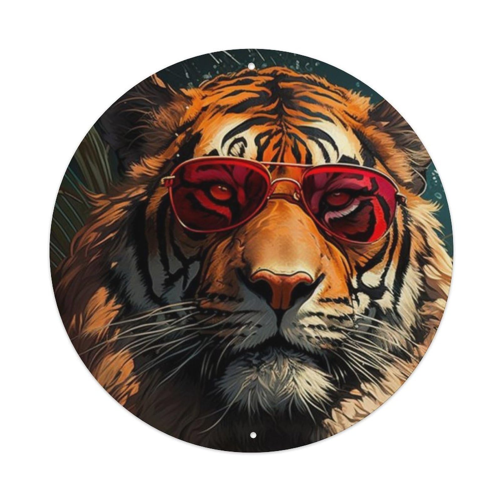 Animals Artwork Cool Tiger Vintage Metal Tin Sign Plaque Wall Decor for Cafe, Club Bar, Office, Garden Metal Poster 8x8Inch