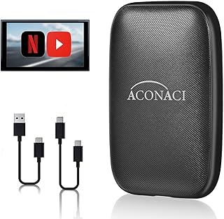 Wireless Carplay Adapter,ACONACI 5 in 1 Wireless CarPlay and Android Auto AI Box with Netflix/YouTube,Wireless Apple Carplay Adapter Multimedia Box Adapter Support Android OS/TF/Plug&Play/Mirrorlink