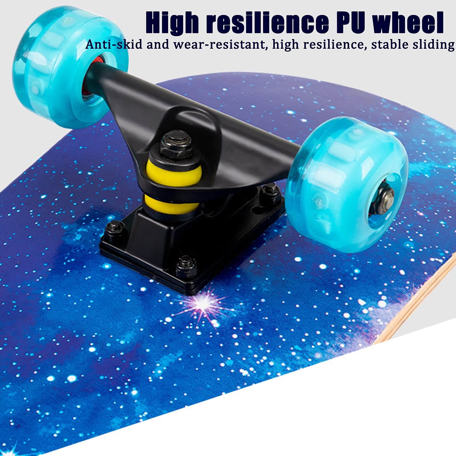 Planches à roulettes Complètes de 31", Skateboards en Bois D'érable à 7 Couches à Double Coup de Pied avec Roues Clignotantes en PU pour Filles Garçons Enfants Adolescents Adultes