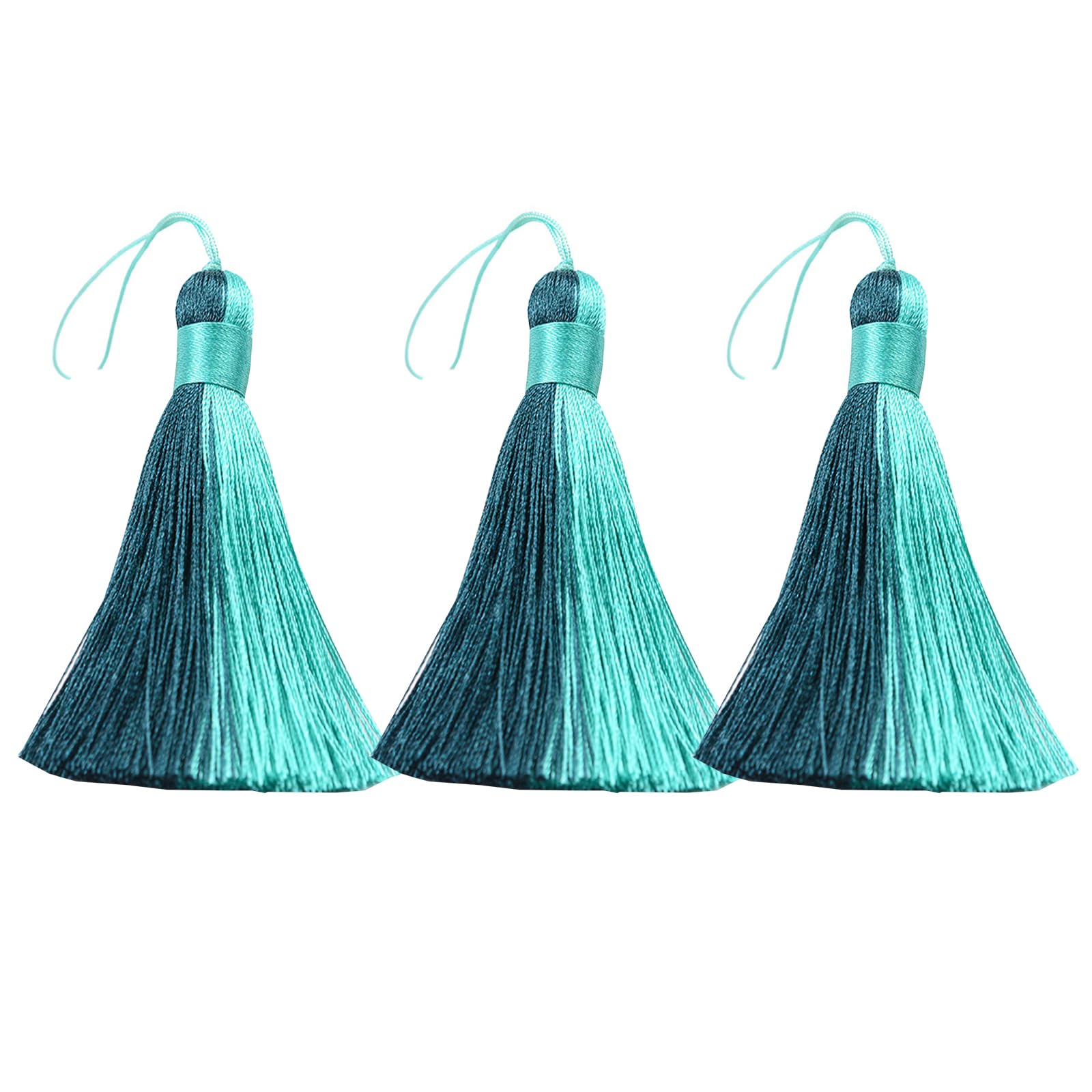 3Pcs Deep and Light Green Mini Bookmark Tassels 14cm Polyester Double Color Tassels for DIY Craft Supplies Home Decor