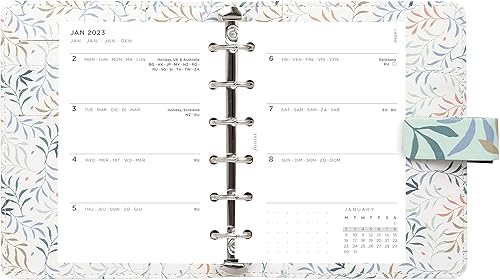 Miniatura 4 de Filofax Organizador botánico, tamaño de bolsillo, menta - seis anillos, calendario semanal para ver, multilingüe, 2023 (C022647-23)