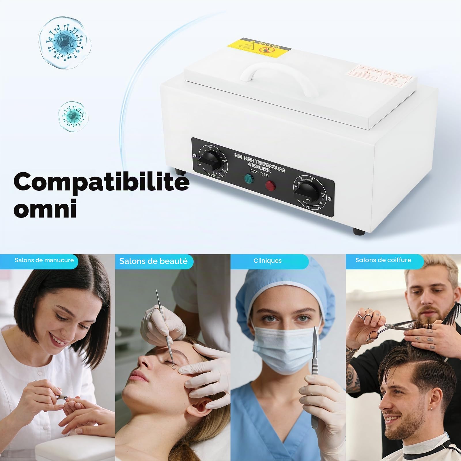 MINRS Stérilisateur à air chaud - 300 W - 220 °C - Avec minuterie - Pour salon de beauté, salon de manucure, salon de coiffure