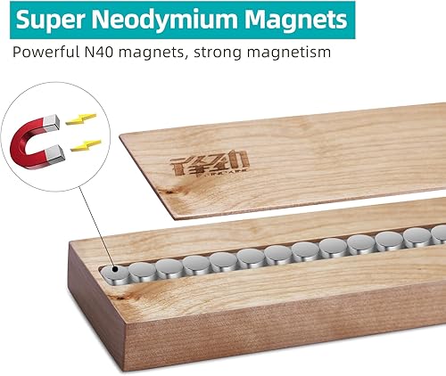 Miniatura 3 de FINDKING Tira magnética de madera para cuchillos, soporte magnético para utensilios de pared, refrigerador, estante de madera para cuchillos de