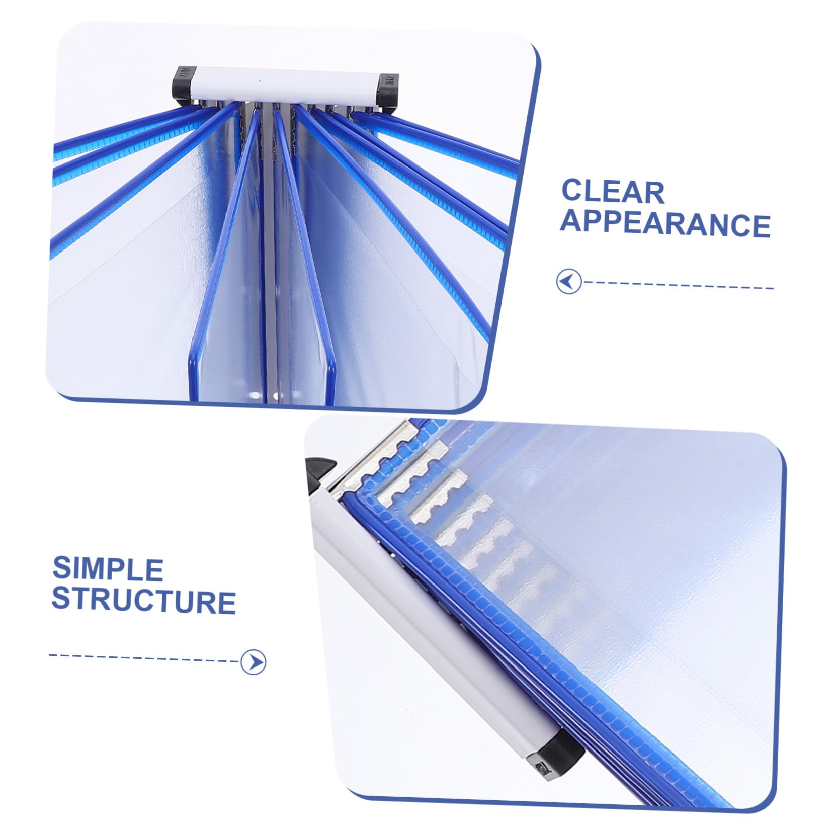 Wandmontierter Aktenorganizer A4 mit 10 Transparenten Fächern | Blaues Eisen Pvc Design, für Dateien und Literatur, für Besprechungsräume und Werkstätten