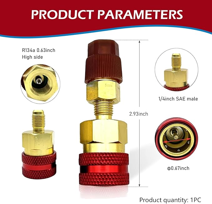 Kit de Acopladores Rápido R1234YF, Adaptador R1234YF a R134A miniatura 3