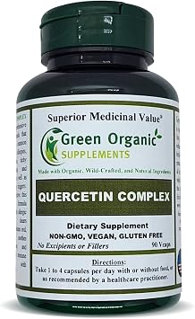 Green Organic Supplements Quercetin Complex, 90 VCaps, High Absorbable, Non-GMO, Gluten-Free | Supports Health and Immune System