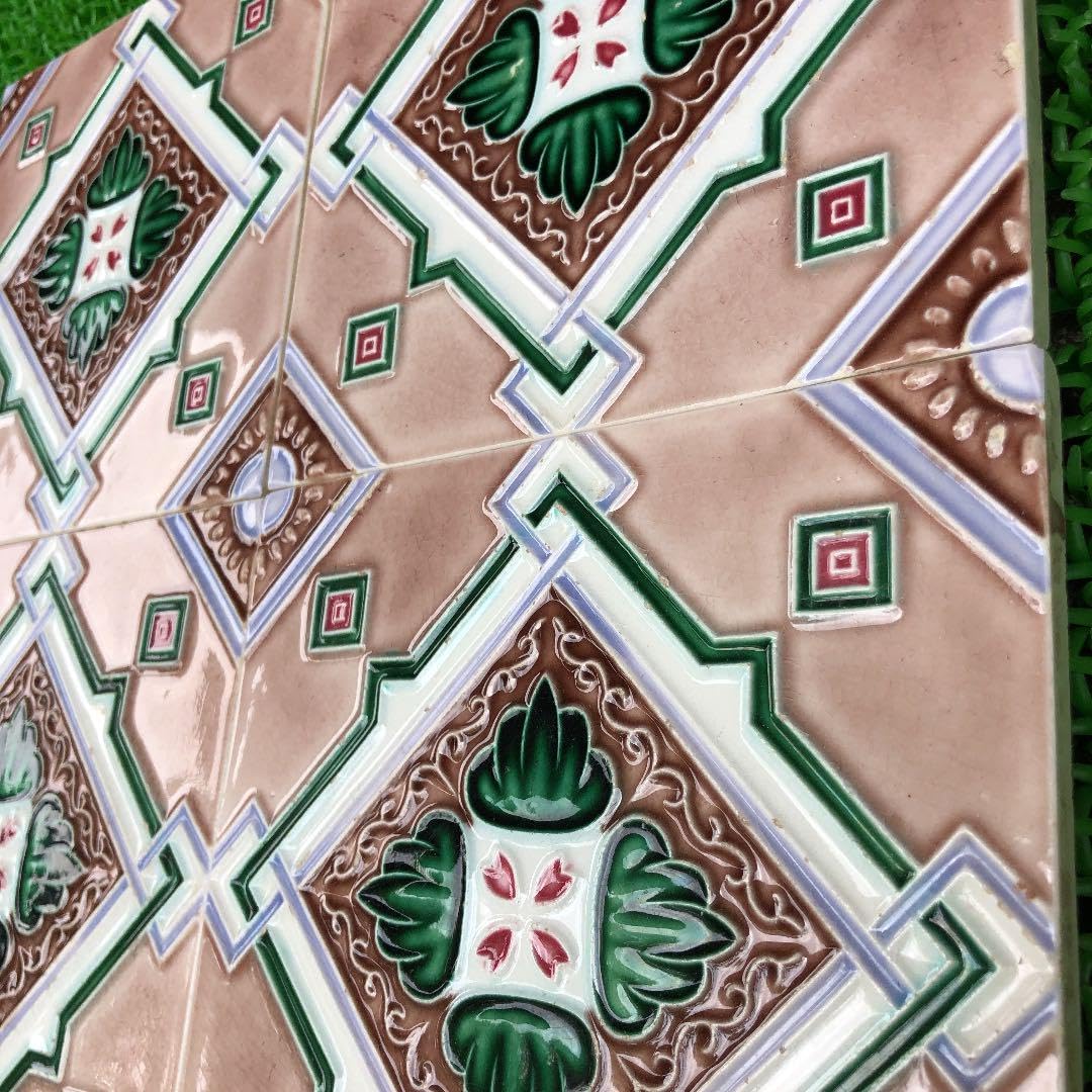 Amazon.co.jp: 日本製アンティークマジョリカタイル 2 4枚セット